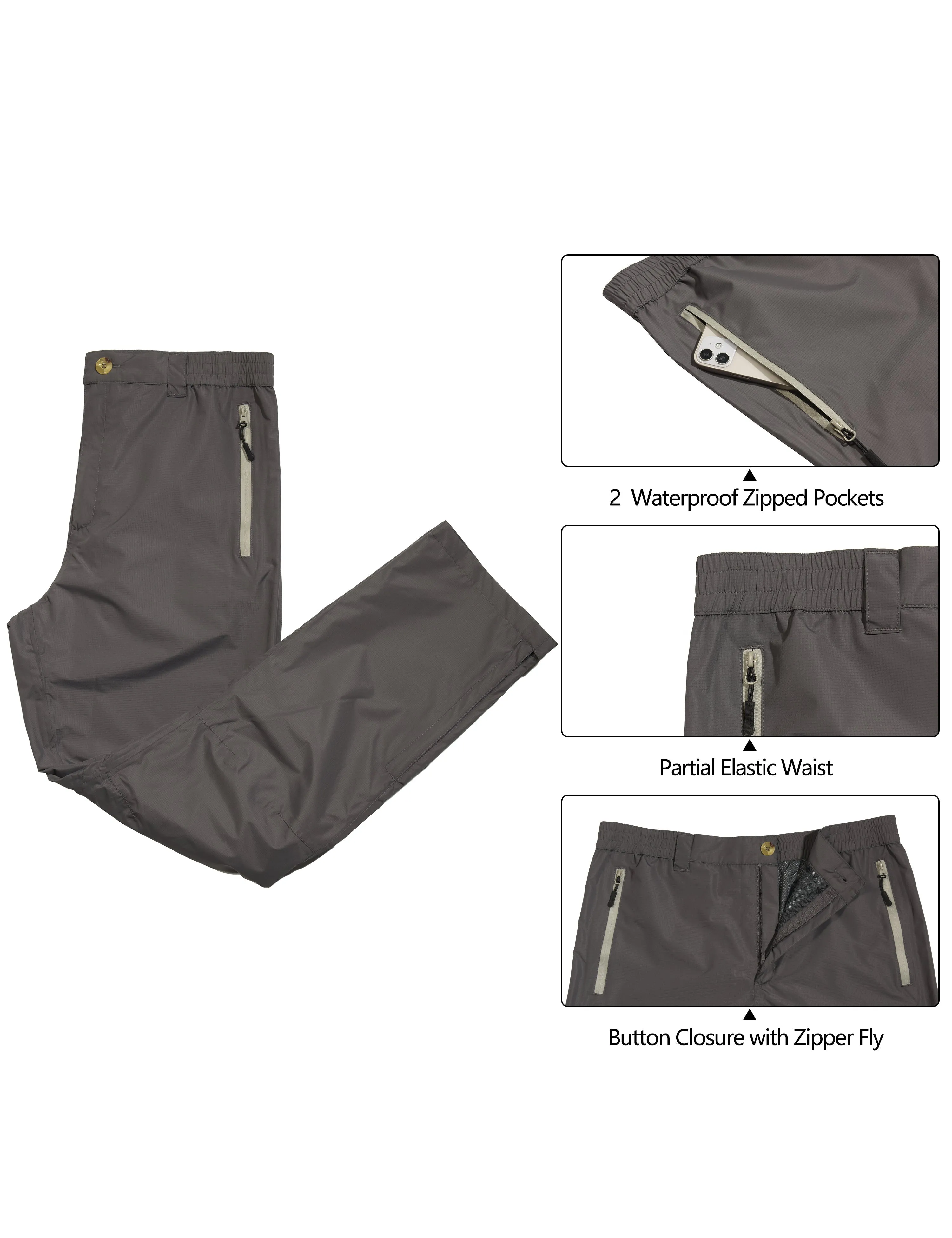 Men's Waterproof Lightweight Rain Hiking Golf Pants