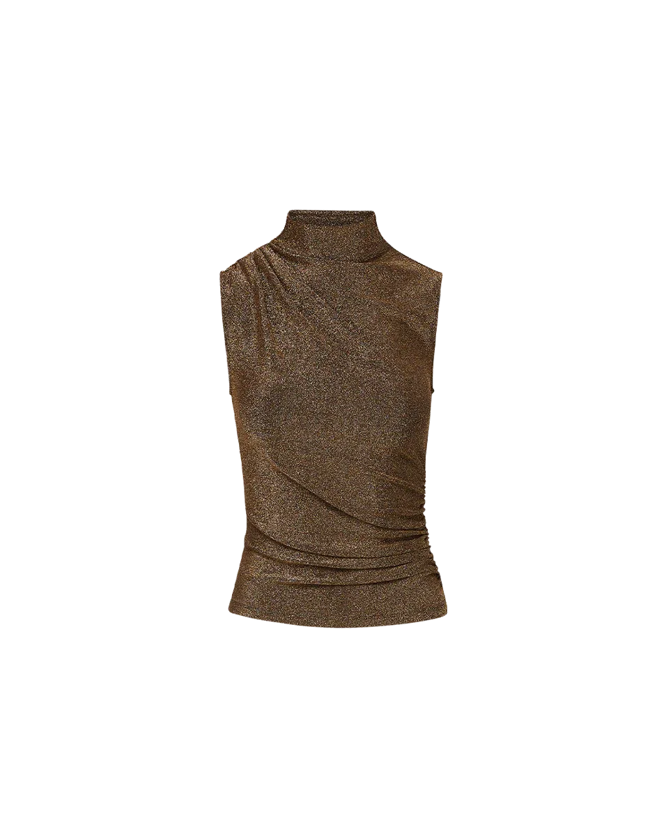 Mylie Sleeveless Top - Antique Gold Lurex