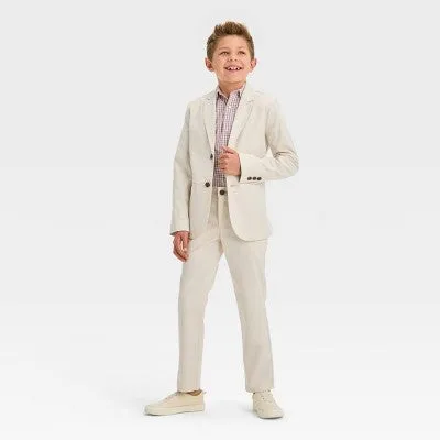 New - Boys' Dobby Blazer - Cat & Jack Light Beige 8