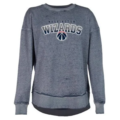 New - NBA Washington Wizards Women's Ombre Arch Print Burnout Crew Neck Fleece Sweatshirt - M