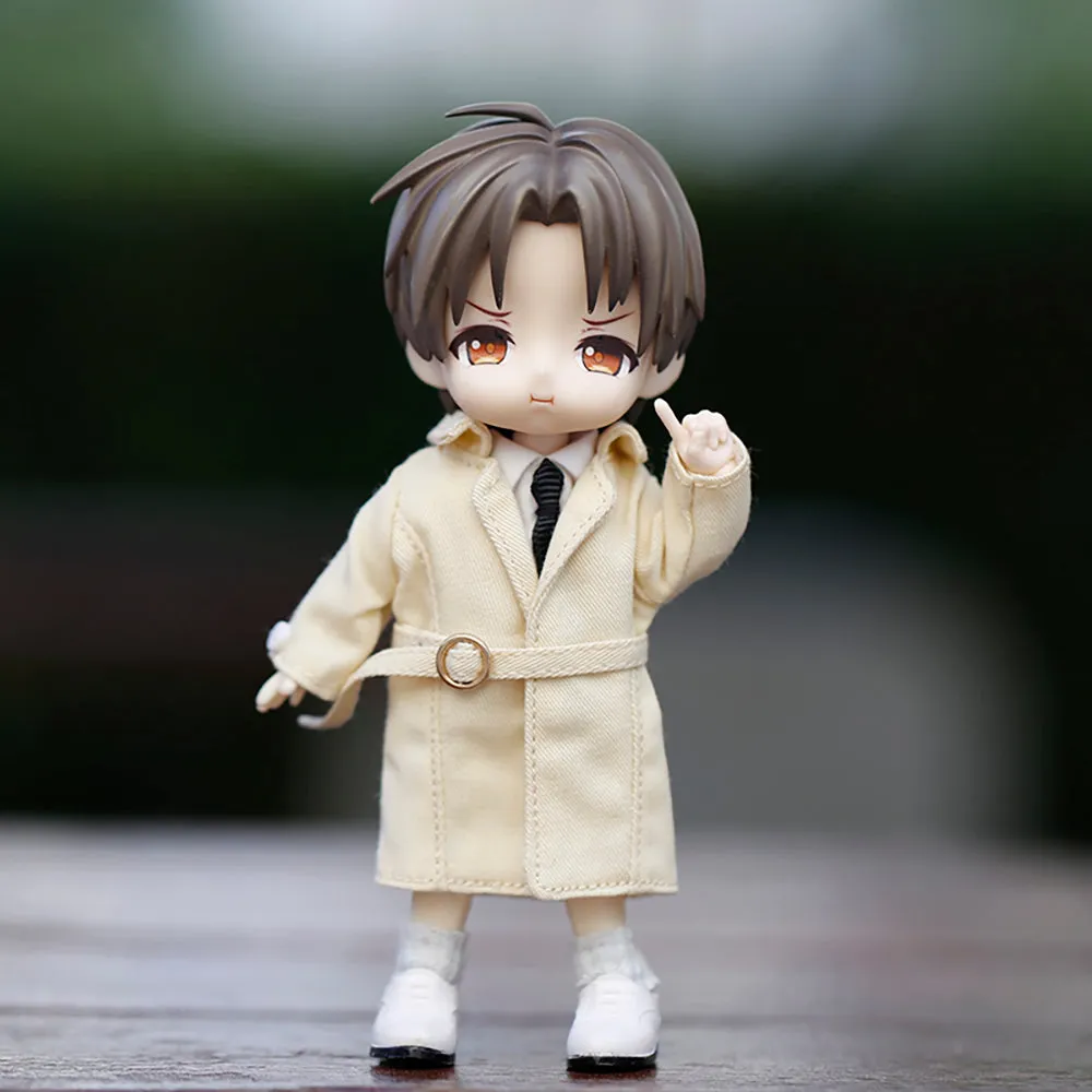 niannyyhouse Long Trench Coat Doll Dress up Windbreaker 1/12 BJD OB11 4.3 inches (11 cm) Doll Action Figures Clothing Accessories