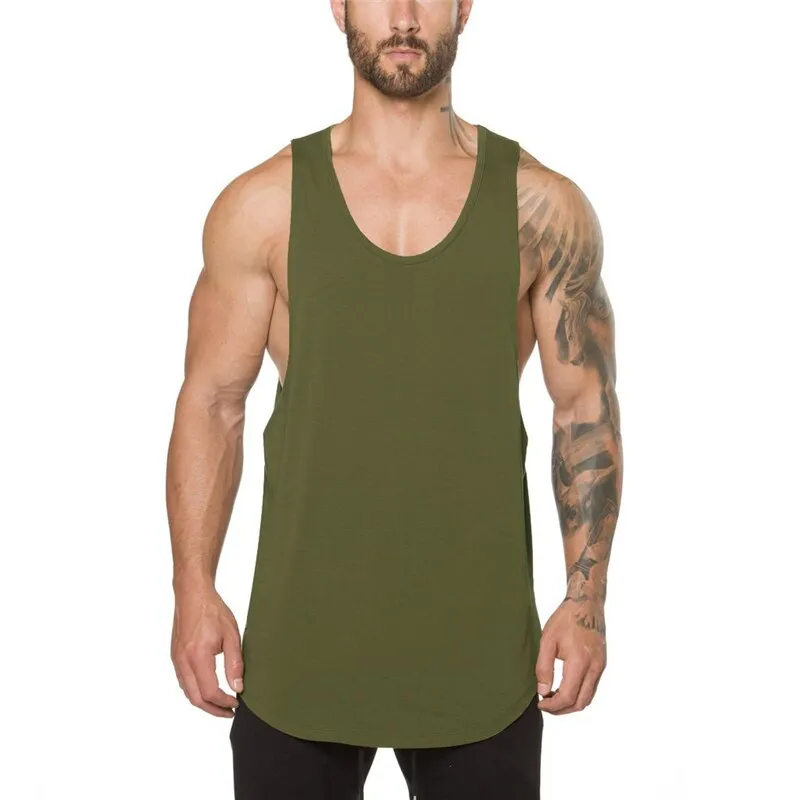 Nsqured Solid Cotton Gym Stringer Tank Top for Men