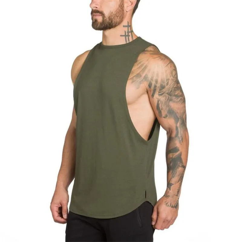 Nsqured Solid Cotton Gym Stringer Tank Top for Men