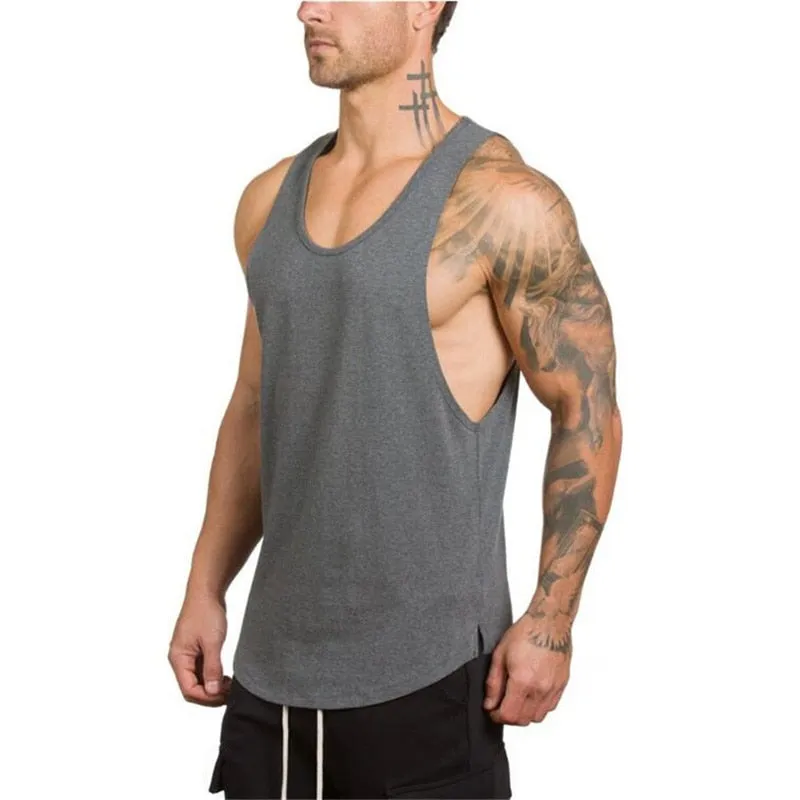 Nsqured Solid Cotton Gym Stringer Tank Top for Men