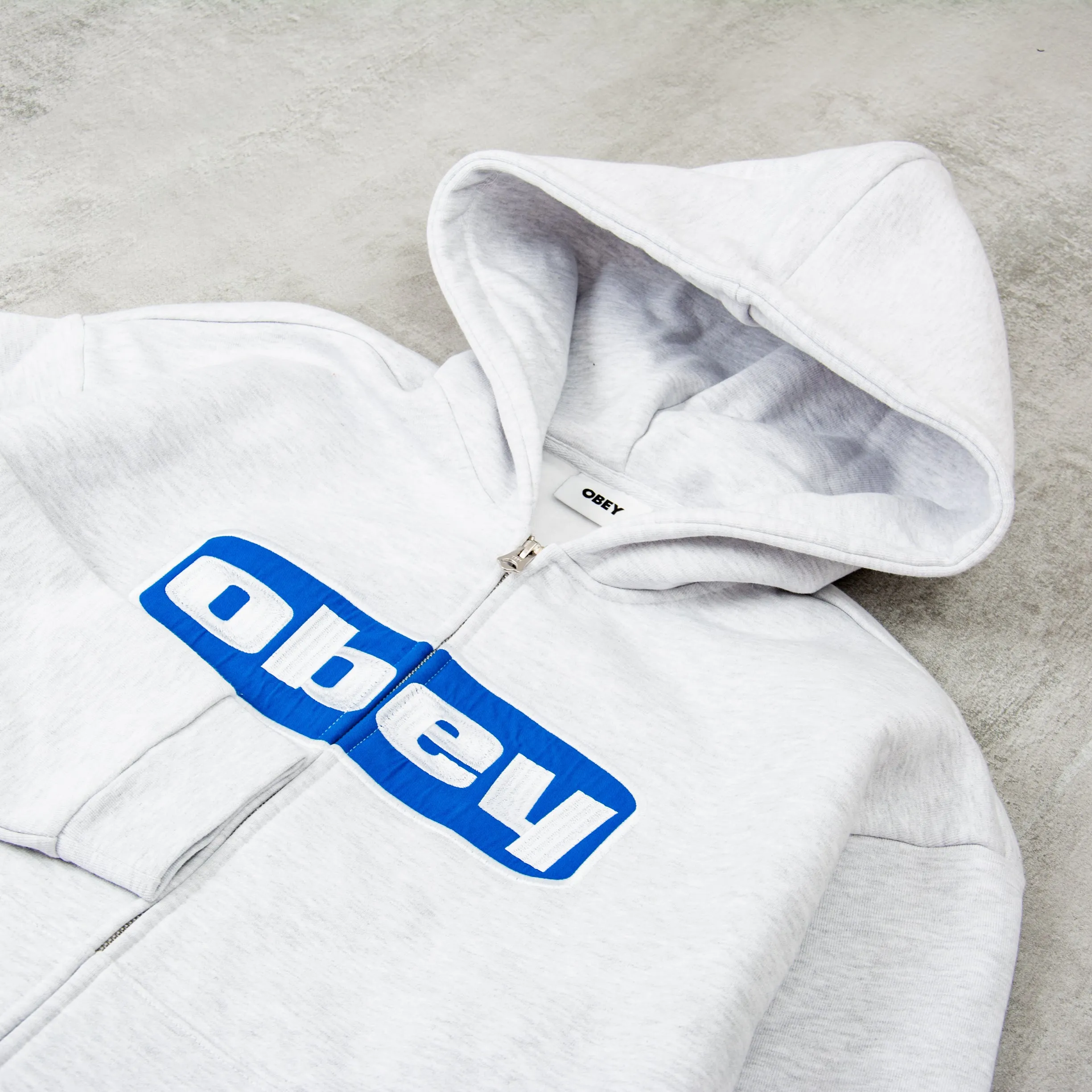 Obey Boxed In Extra Heavy Zip Hood - Ash Grey