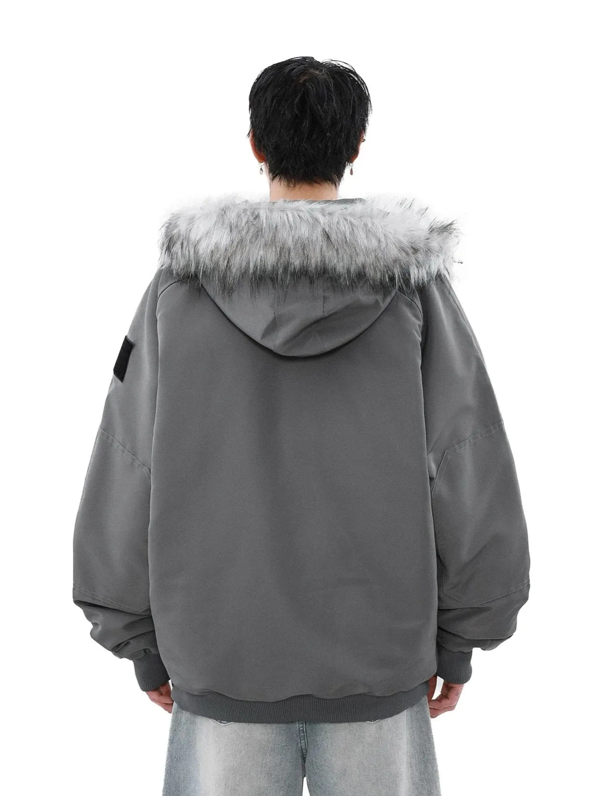 Oversized Parka Jacket with Removable Faux Fur Hood Trim