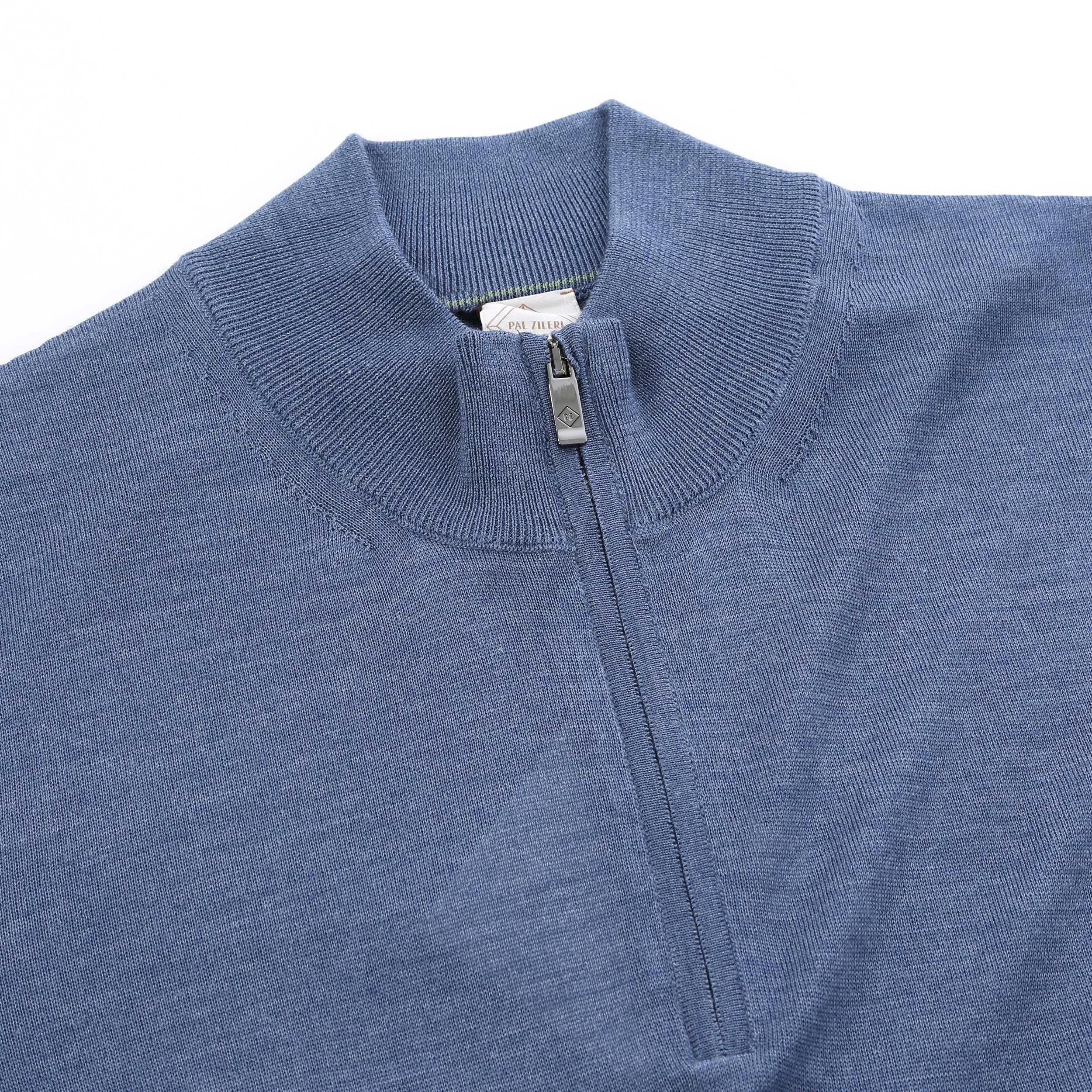 Pal Zileri Quarter Zip Knitwear in Blue Marl