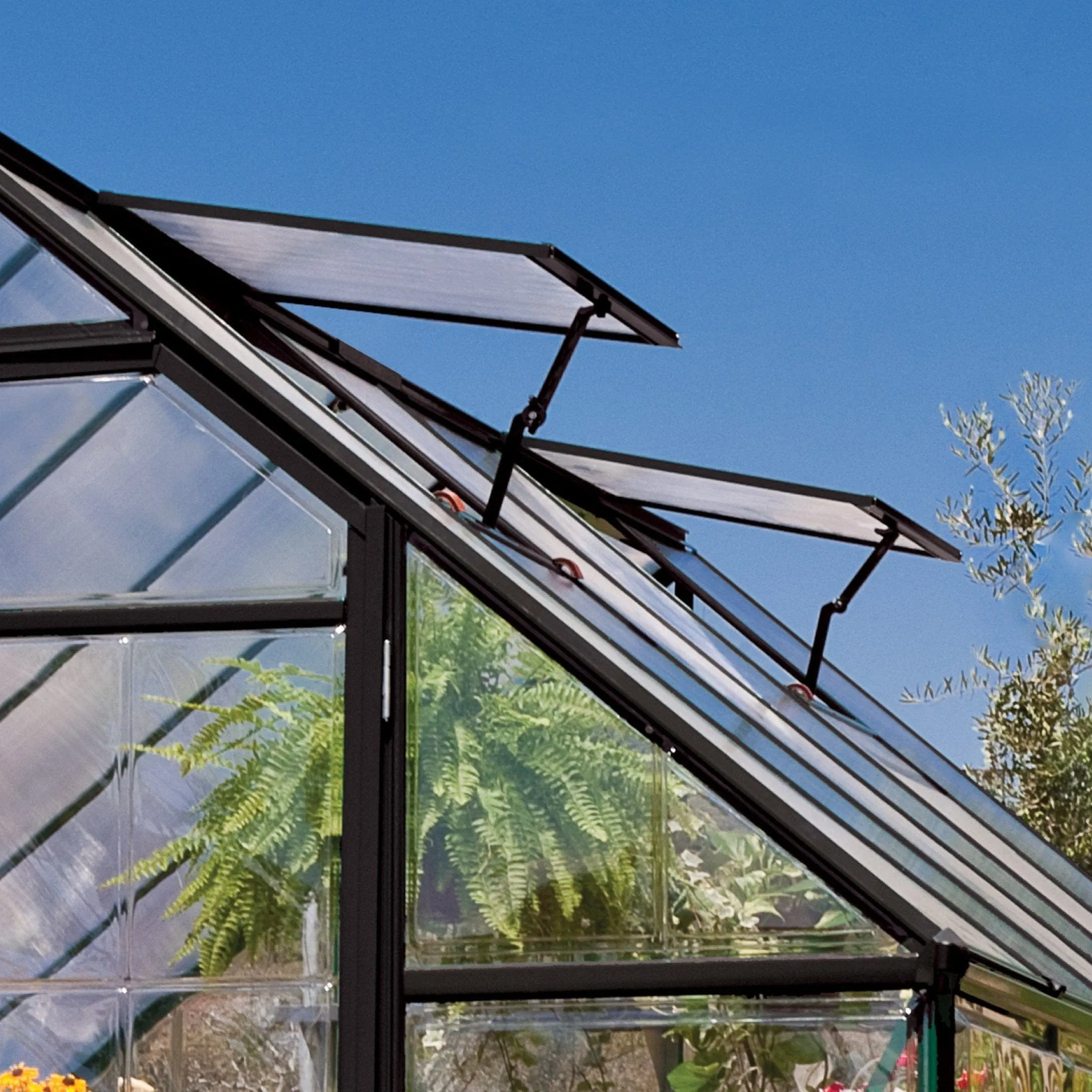 Palram - Canopia | 12x10 Ft Chalet Greenhouse Kit - Gray With 0.8mm Polycarbonate Glazing