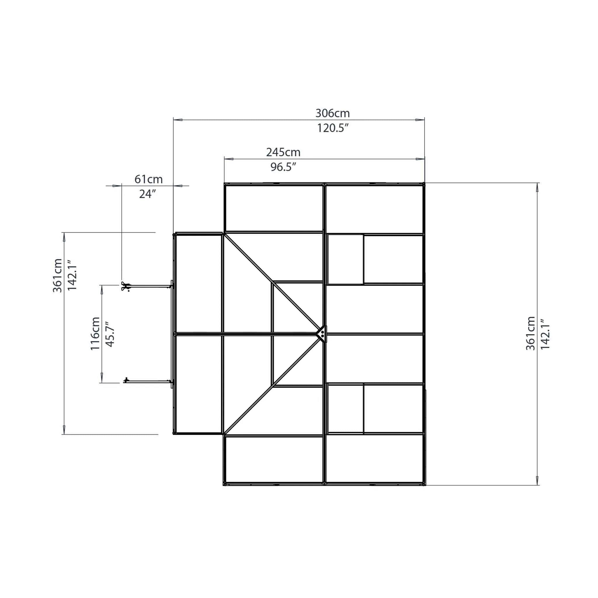 Palram - Canopia | 12x10 Ft Chalet Greenhouse Kit - Gray With 0.8mm Polycarbonate Glazing