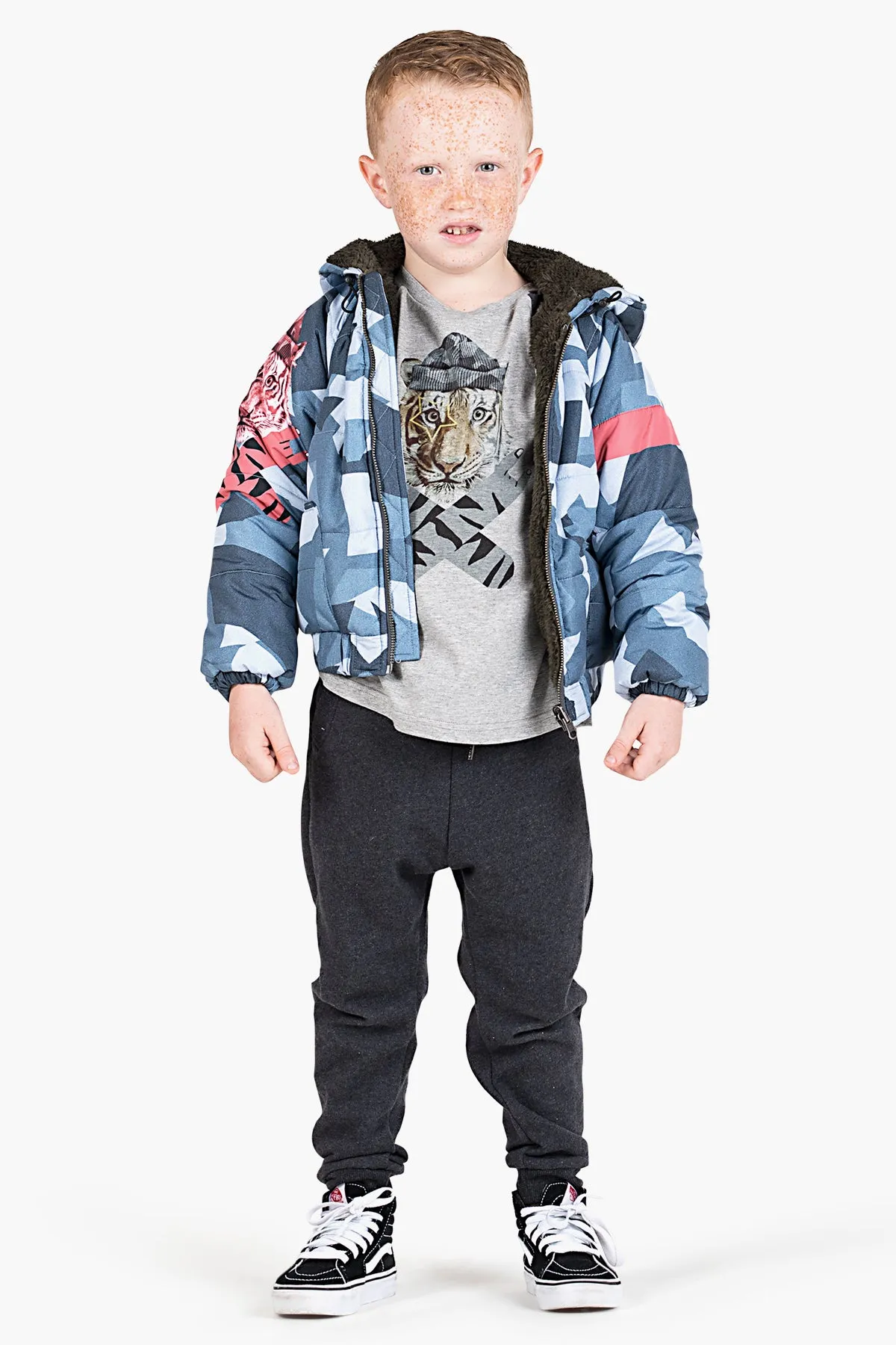 Paper Wings Tiger Camo Puffer Kids Jacket