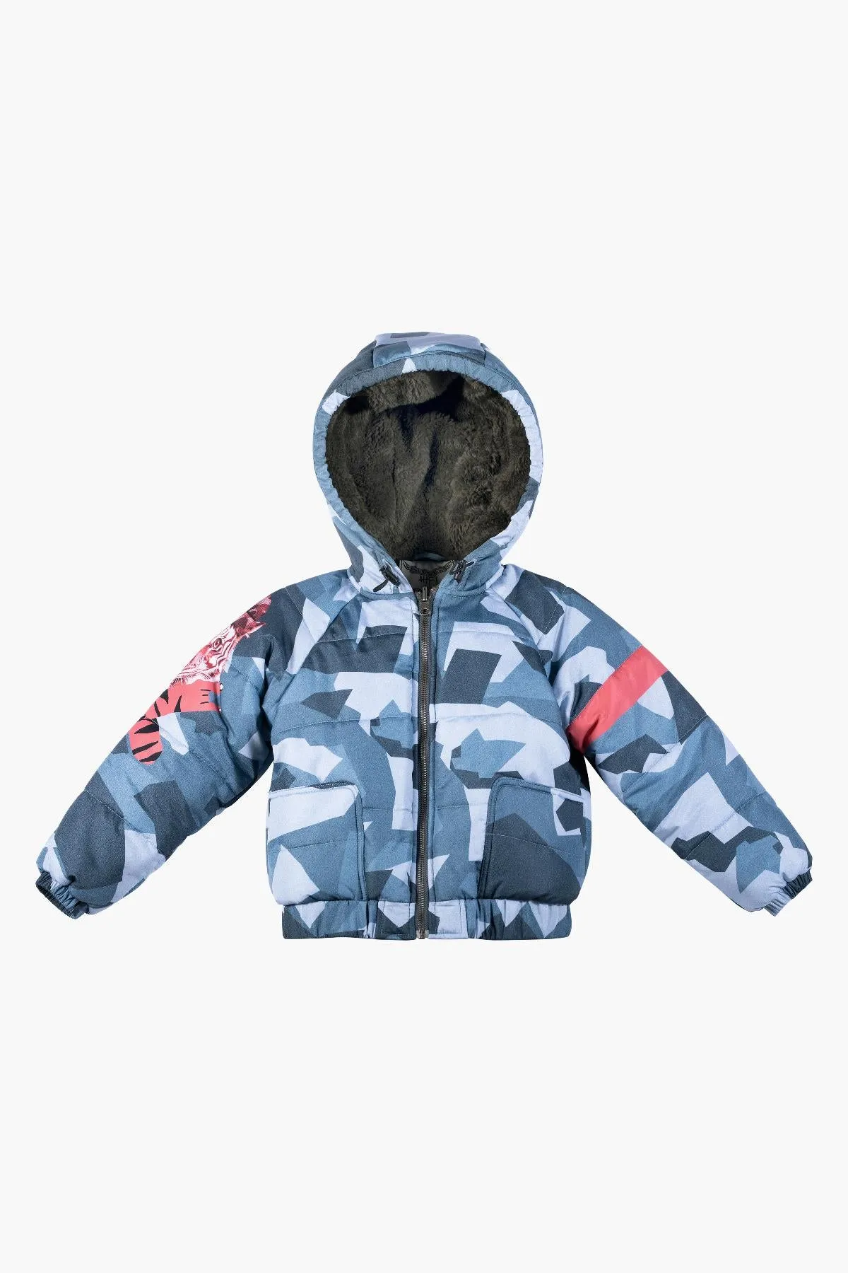 Paper Wings Tiger Camo Puffer Kids Jacket