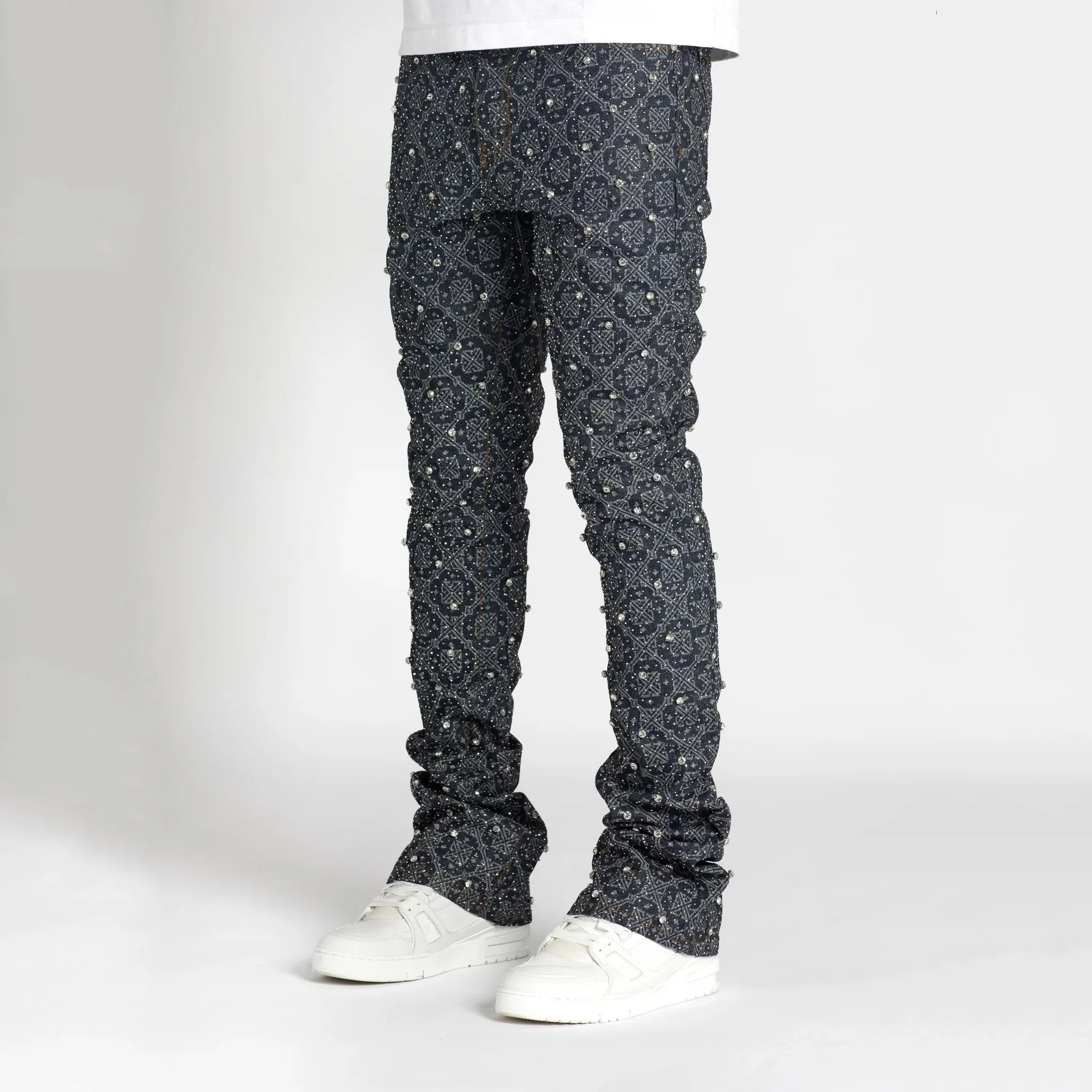 Pearl print casual street jeans