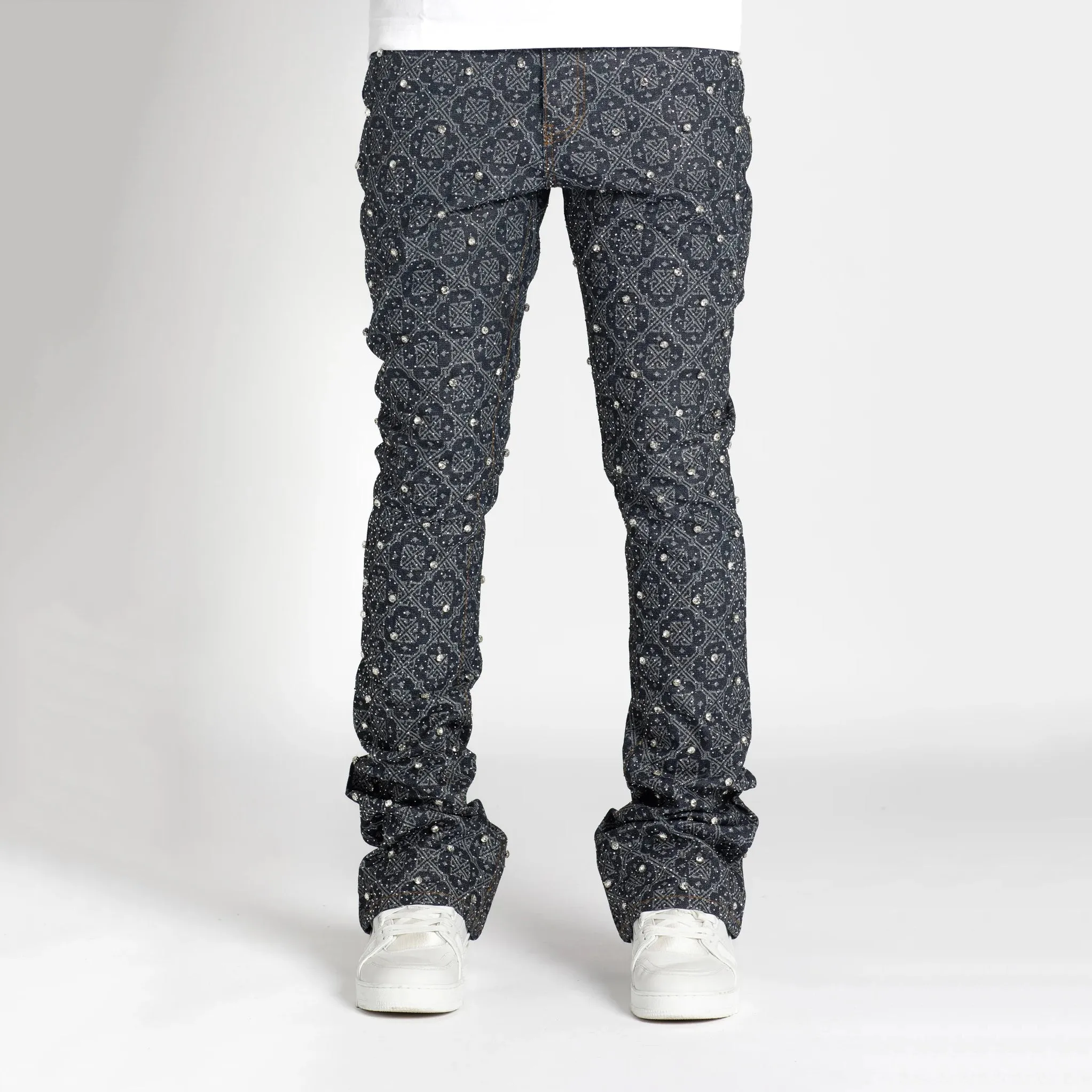 Pearl print casual street jeans