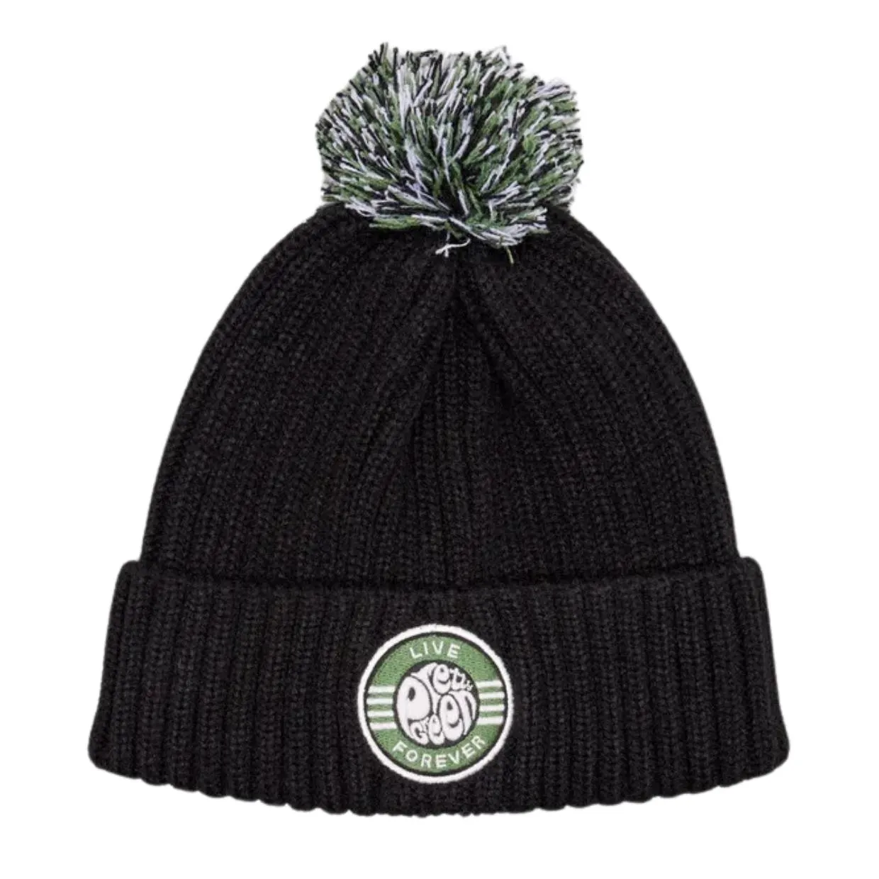 Pretty Green Live Forever Black Bobble Hat