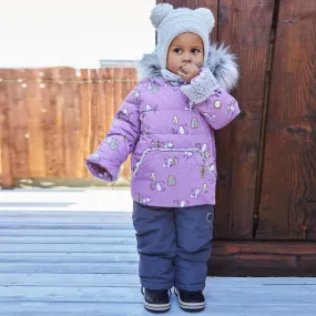 Printed Woodland Animals Two Piece Baby Snowsuit Lilac | DEUX PAR DEUX