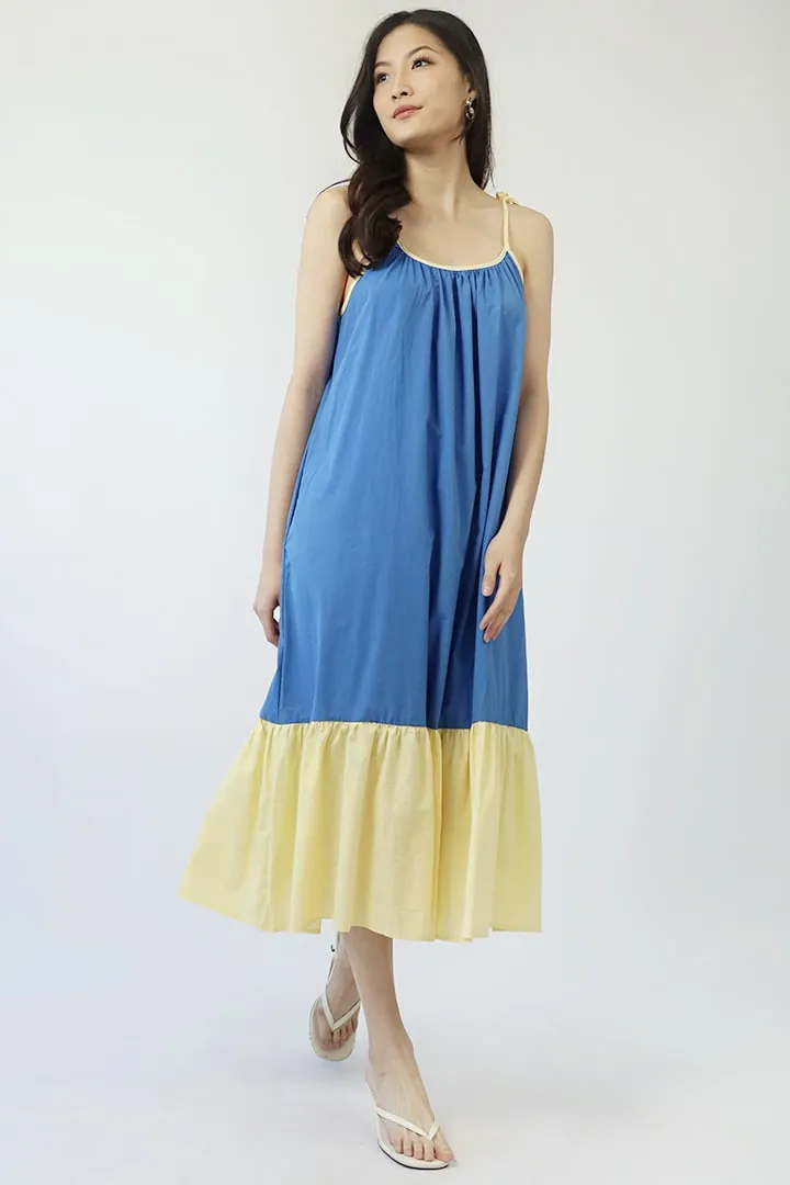 Rosabel Dress in Blue & Yellow