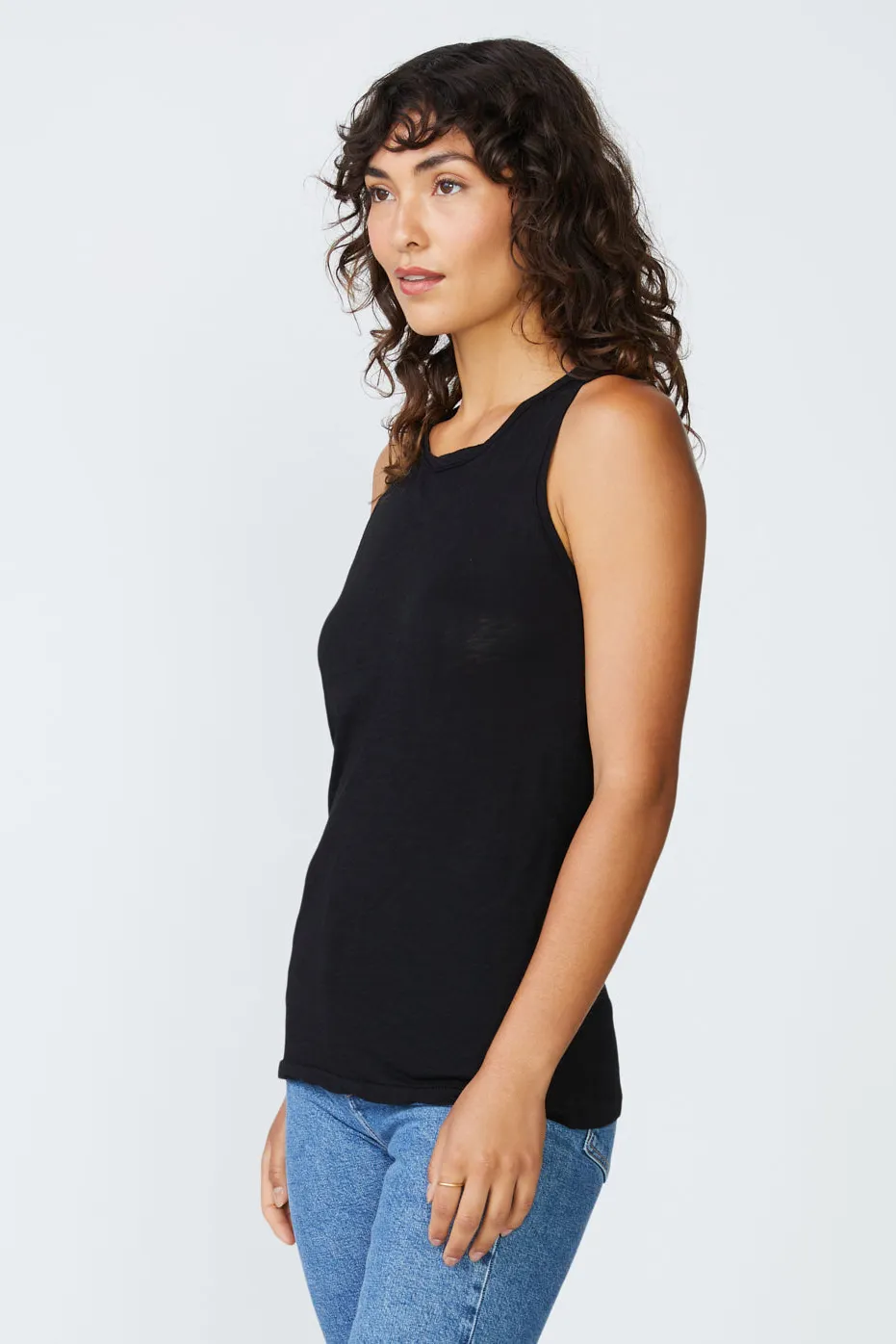 Stateside Supima Slub Jersey Racerback Tank Top in Black