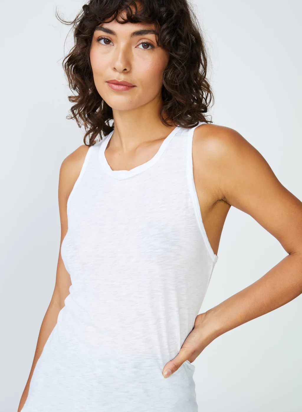 Stateside Supima Slub Jersey Racerback Tank Top in White