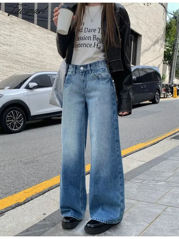 TAVIMART -  Woman Jeans American Style Denim Gyaru Pants New Trend Trousers All-match Sweatpants Streetwear Cargo Pants Bell Bottoms