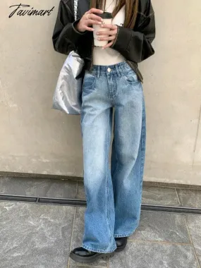 TAVIMART -  Woman Jeans American Style Denim Gyaru Pants New Trend Trousers All-match Sweatpants Streetwear Cargo Pants Bell Bottoms