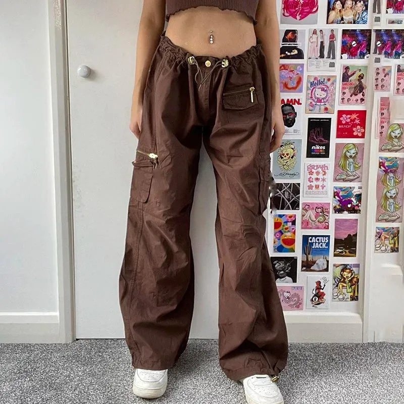 TAVIMART  -  y2k Aesthetic Baggy Cargo Pants with Big Pockets Zipper Trousers Casual Streetwear Sweatpants Low Waisted Joggers 2000s