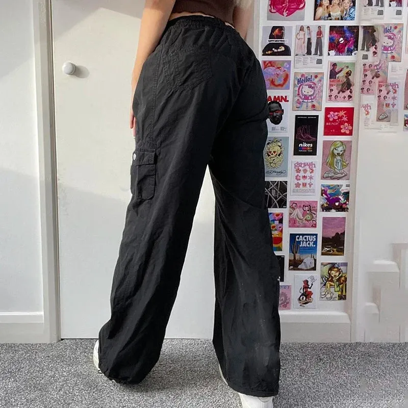 TAVIMART  -  y2k Aesthetic Baggy Cargo Pants with Big Pockets Zipper Trousers Casual Streetwear Sweatpants Low Waisted Joggers 2000s