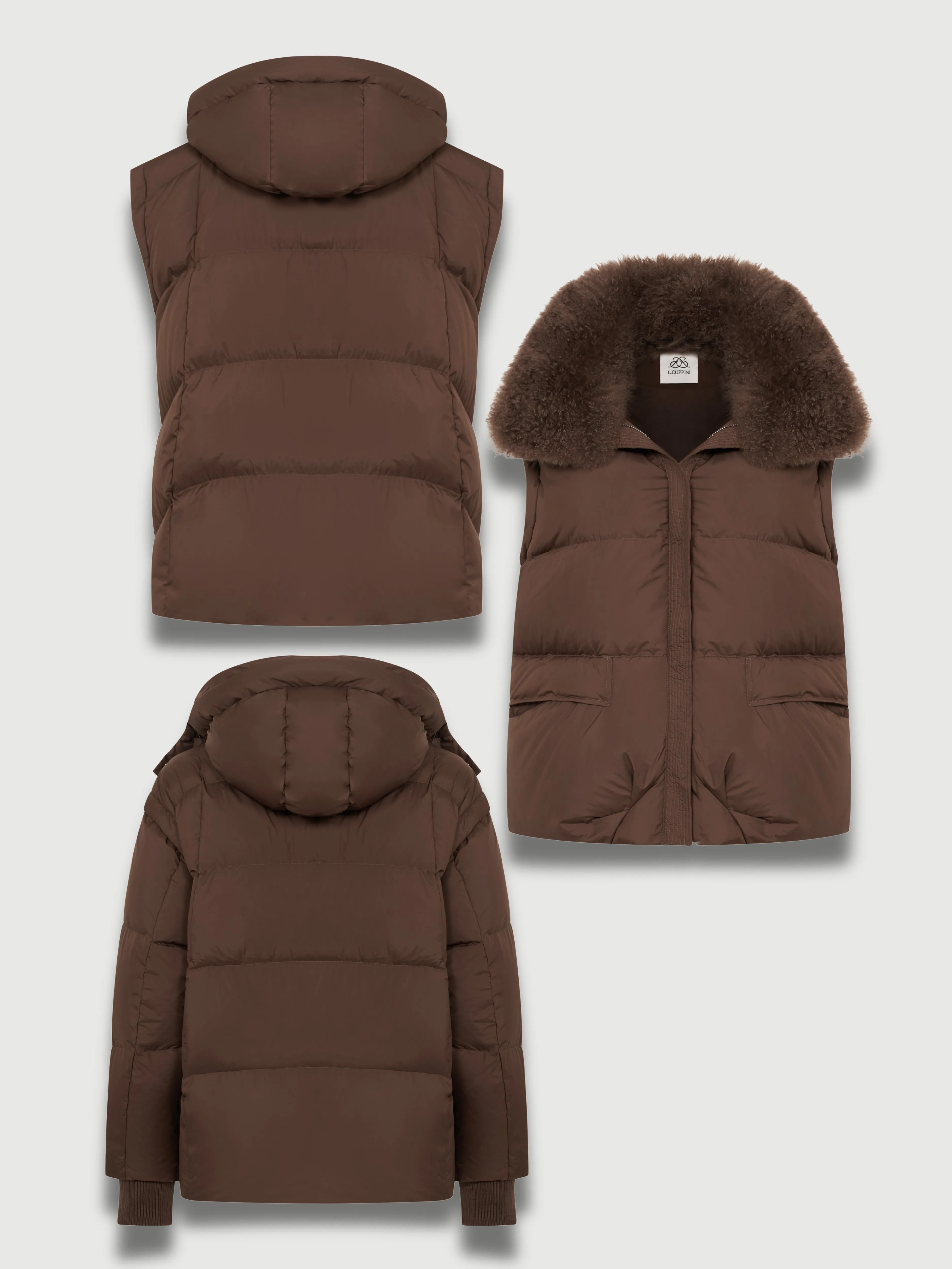 The Freja Puffer Jacket and Vest Brown