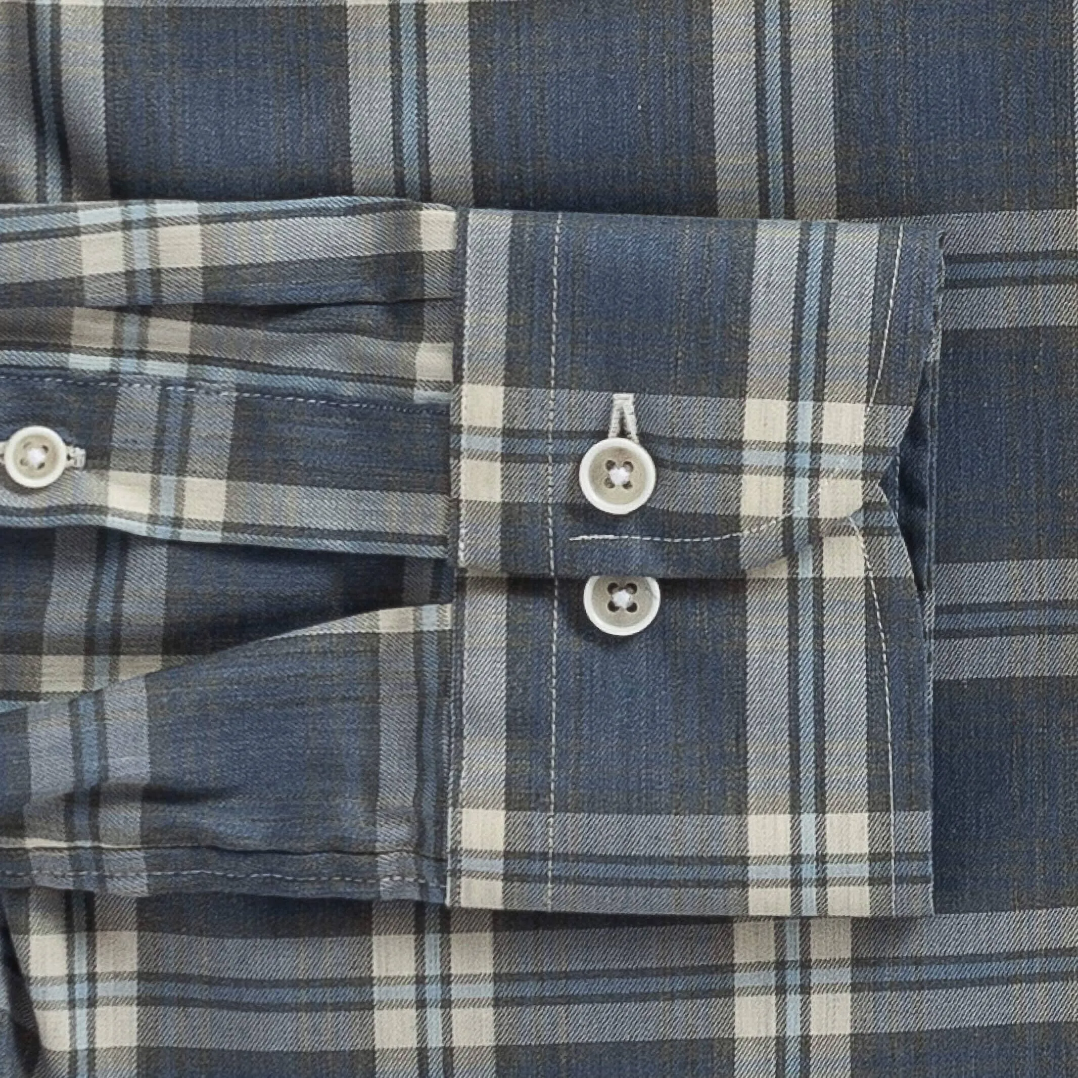 The Smoky Blue Osmond Stretch Plaid Casual Shirt