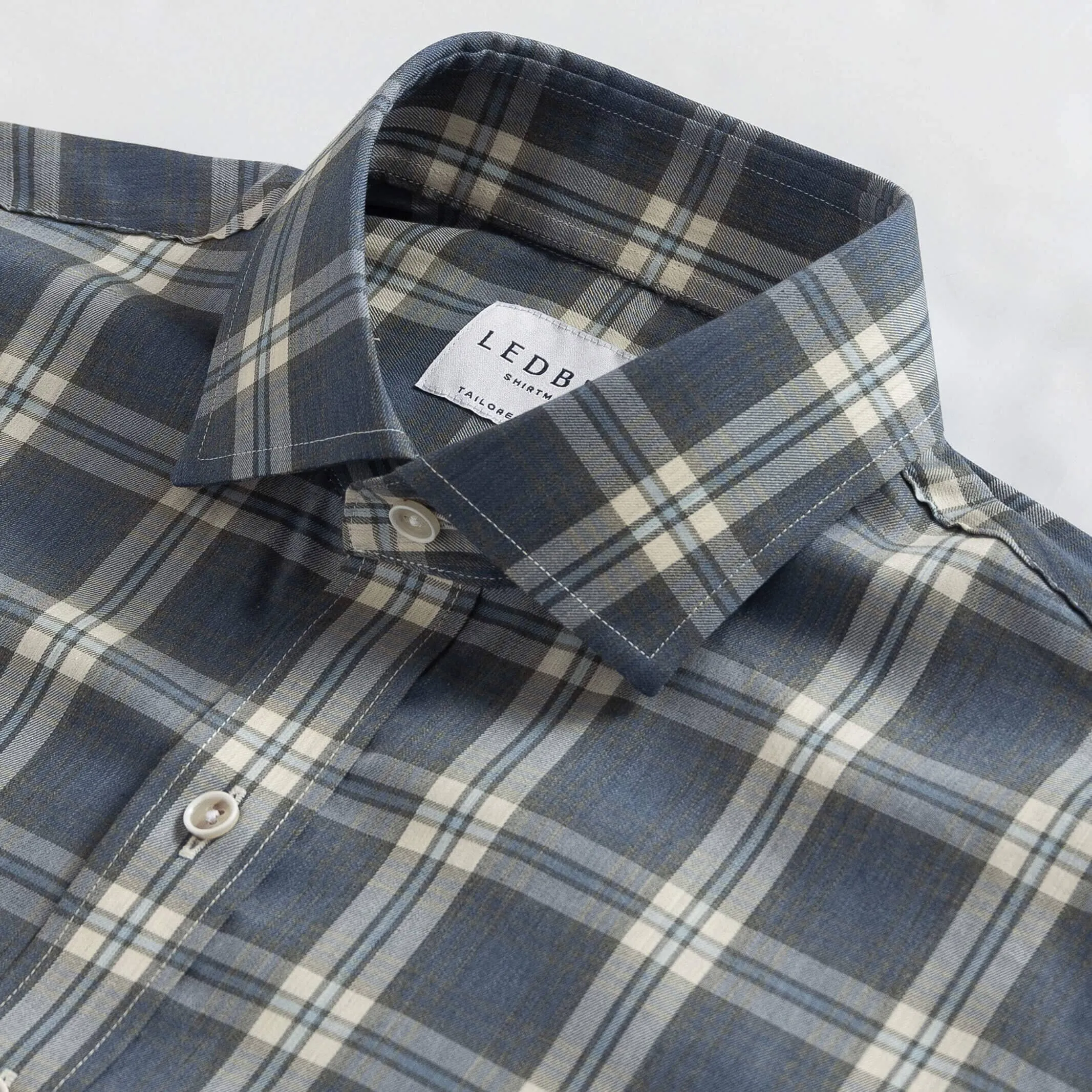 The Smoky Blue Osmond Stretch Plaid Casual Shirt