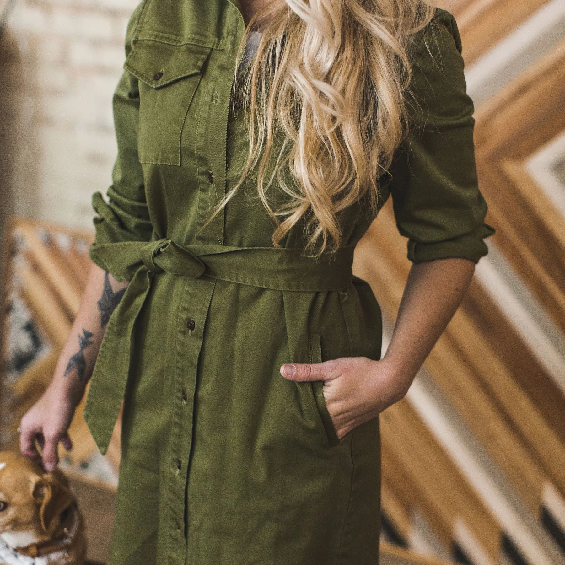 The Trench Dress in Army Green