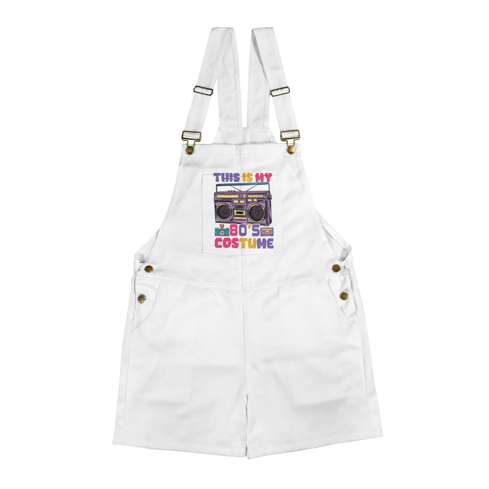 This is my 80's Costume White Emerson Easy-Wear Jumpsuit Unisex Shorts Suspender Jumpsuit