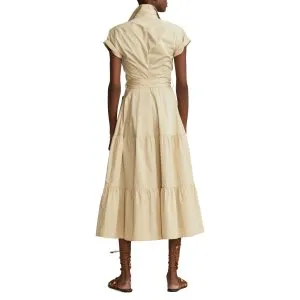 Tiered Cotton Midi Shirtdress