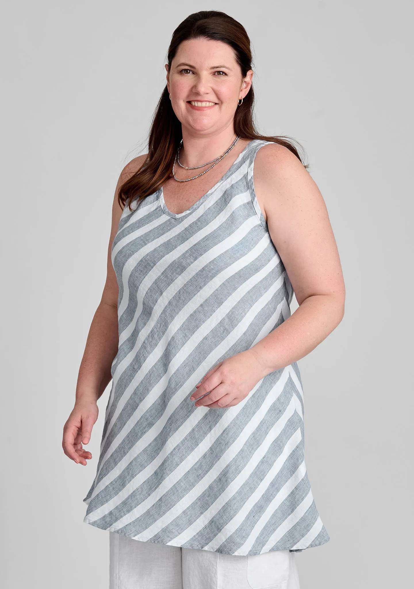 Two Way Bias Tunic - Linen Tank Top