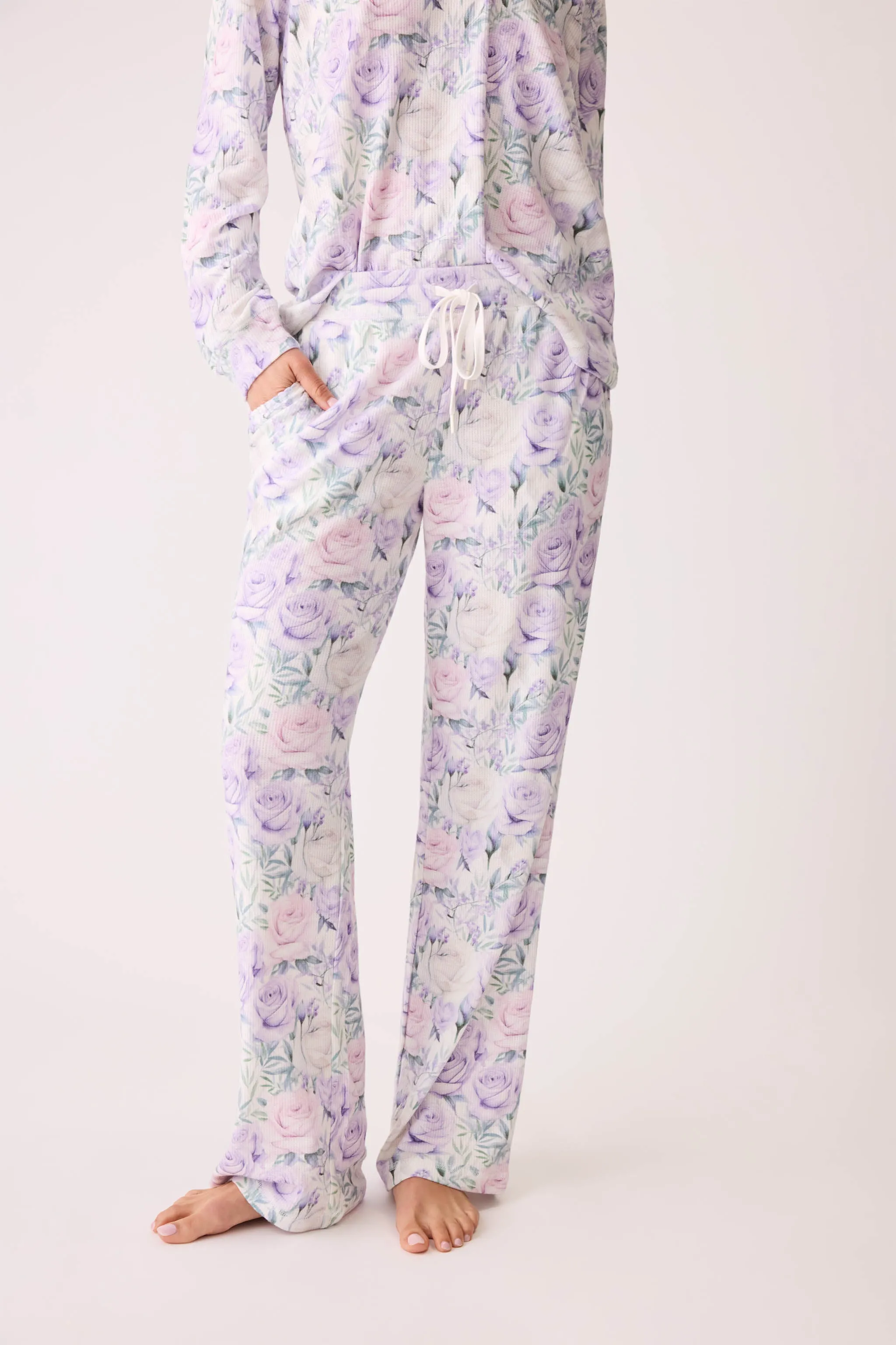 Violet Rose Floral Waffle Thermal Pant