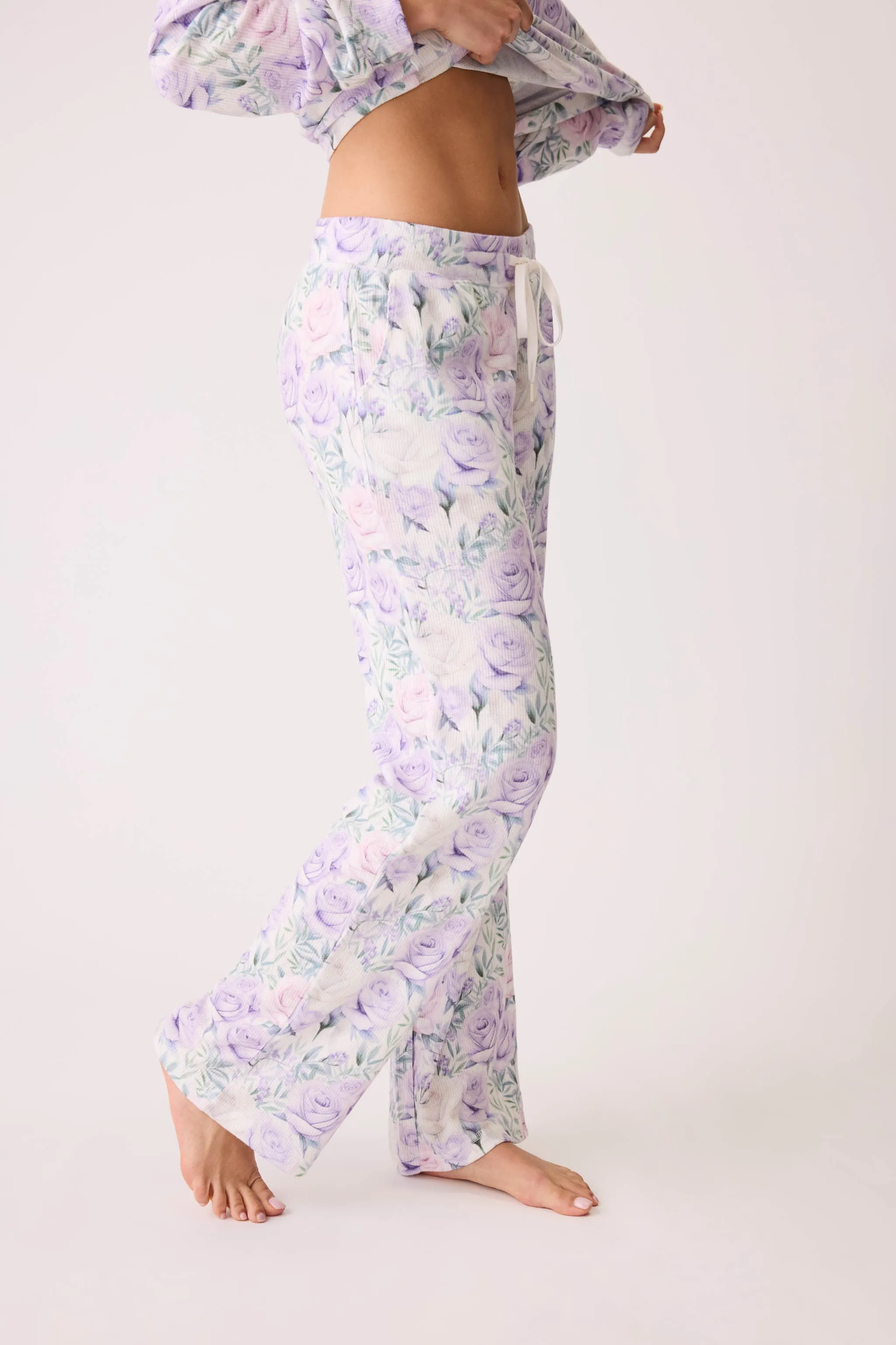 Violet Rose Floral Waffle Thermal Pant