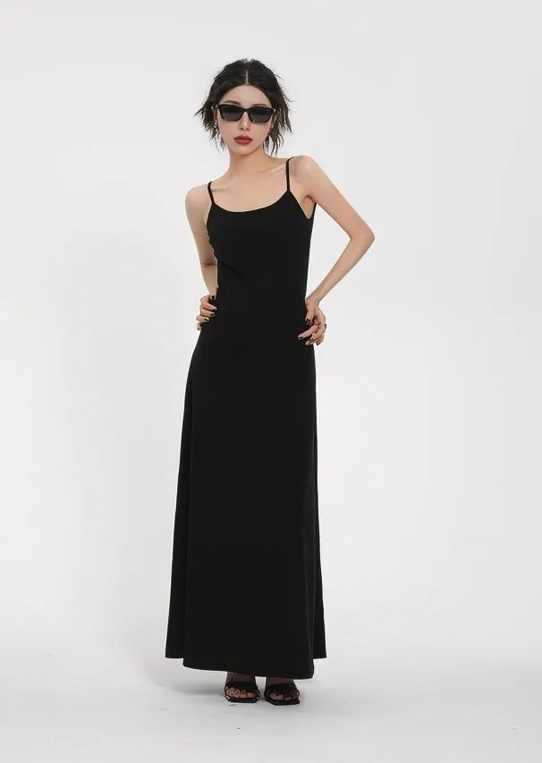 WAIST SLIM BACKLESS SLIP DRESS