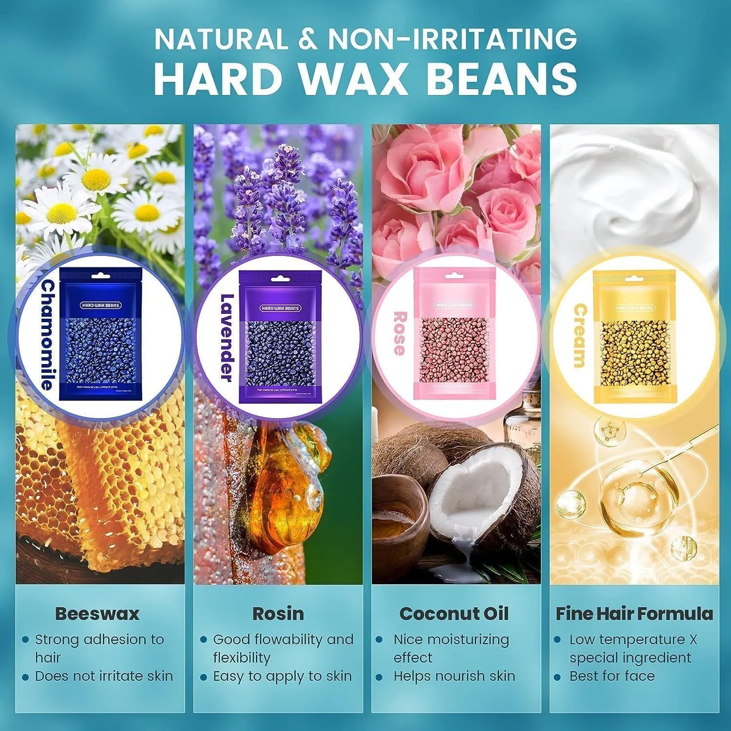 Waxing Kits Wax Warmer Full Kit, Wax Heater Kit with Wax Warmer, 4 * 100g Wax Beads and 30 Pcs Wax Spatulas, Painless at Home Wax Warme Hair Removal Kit Wax Kits