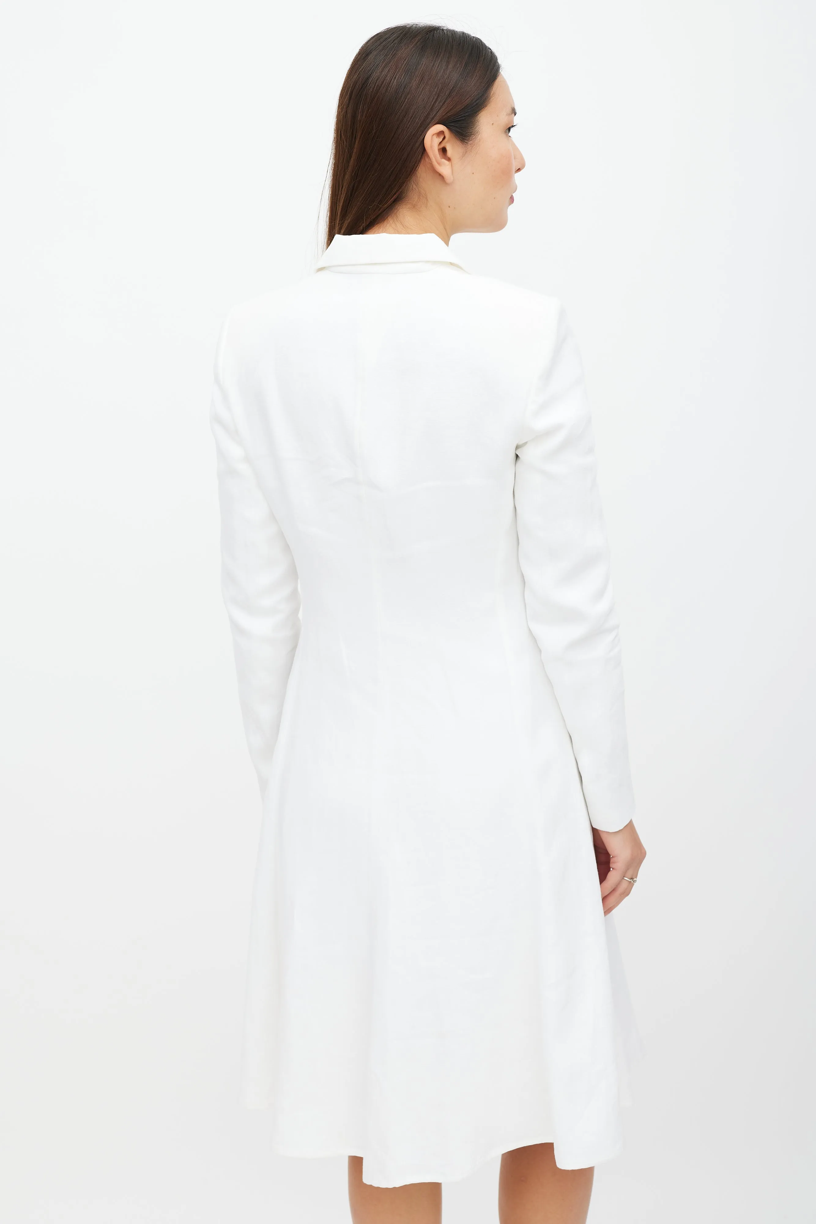 White Linen Double Breasted Dress