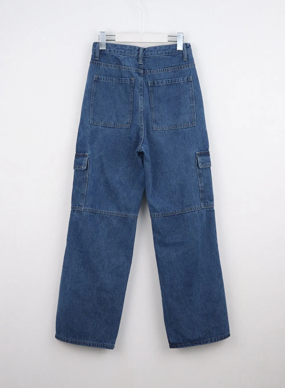 Wide Leg Cargo Pocket Jeans IO317