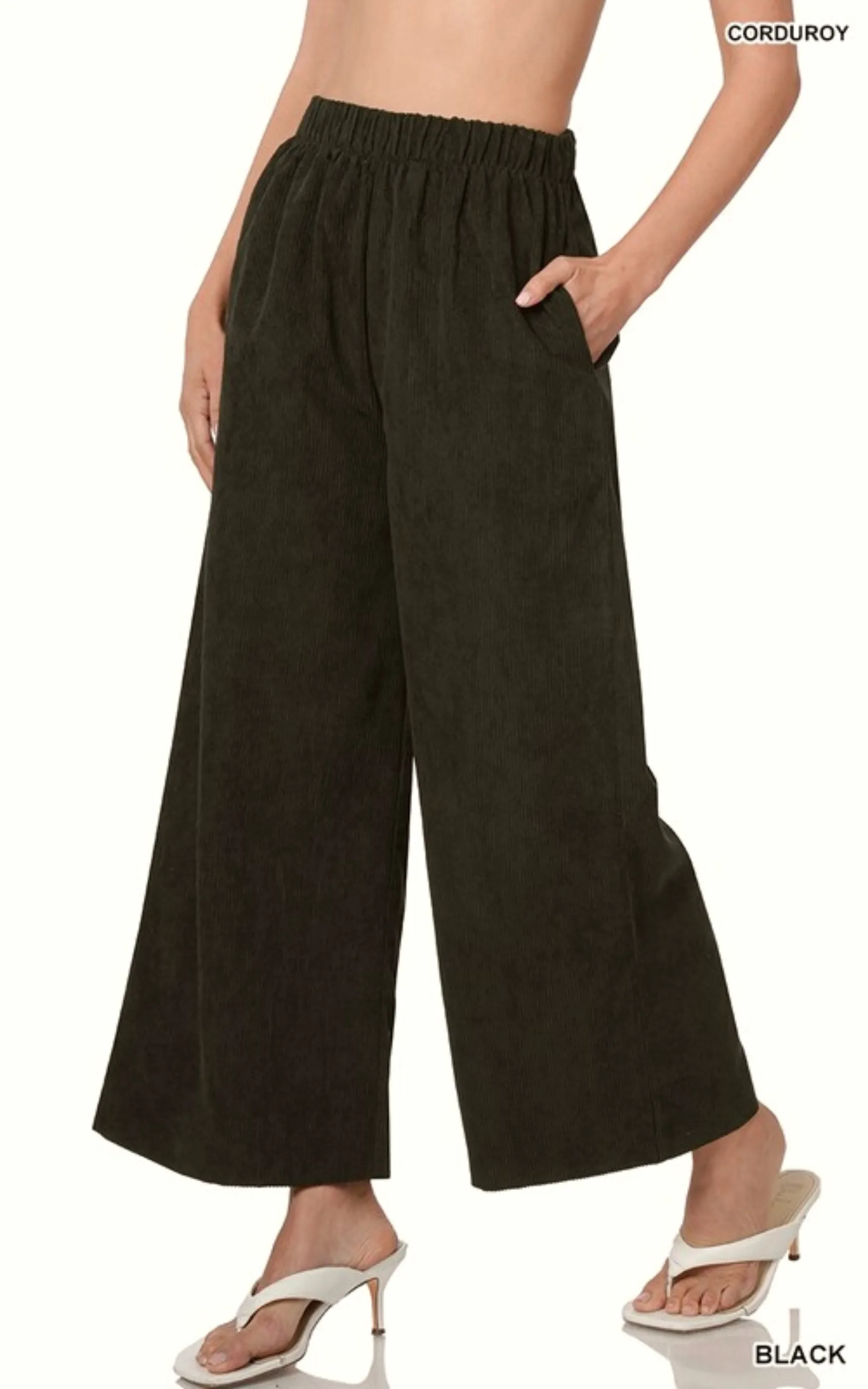 Wide Leg Corduroy Pants - Final Sale