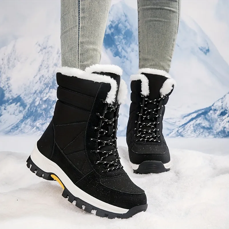 Winter Thermal Men's Mid Calf Snow Hiking Boots - Windproof, Fuzzy Lined, Warm and Comfortable Shoes for Cold Weather