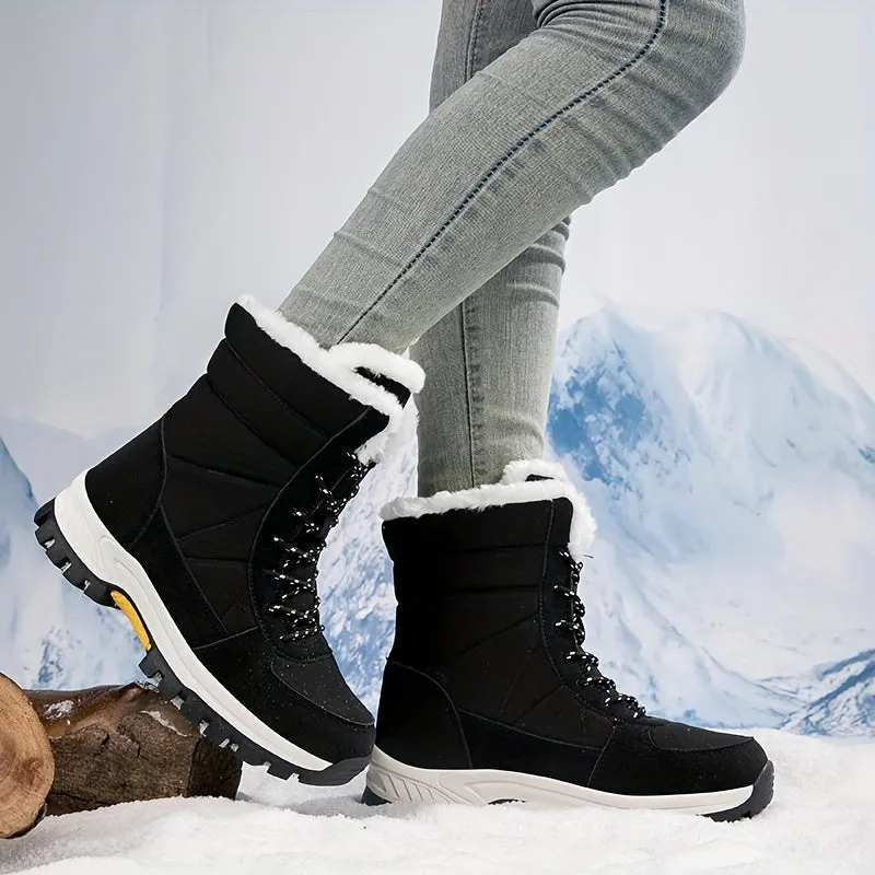 Winter Thermal Men's Mid Calf Snow Hiking Boots - Windproof, Fuzzy Lined, Warm and Comfortable Shoes for Cold Weather