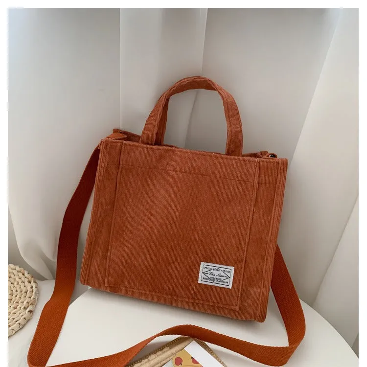 Women's Bag Corduroy  New Handbag Daily Simple Wear Shoulder Messenger Bag Cross-Border Gift Small Cloth Bag