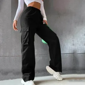 Womens Cargo Pants Elastic High Waist Wide Leg Trousers Straight Leg Joggers Outfits Baggy Wide Leg Sweatpants Oversized Pants