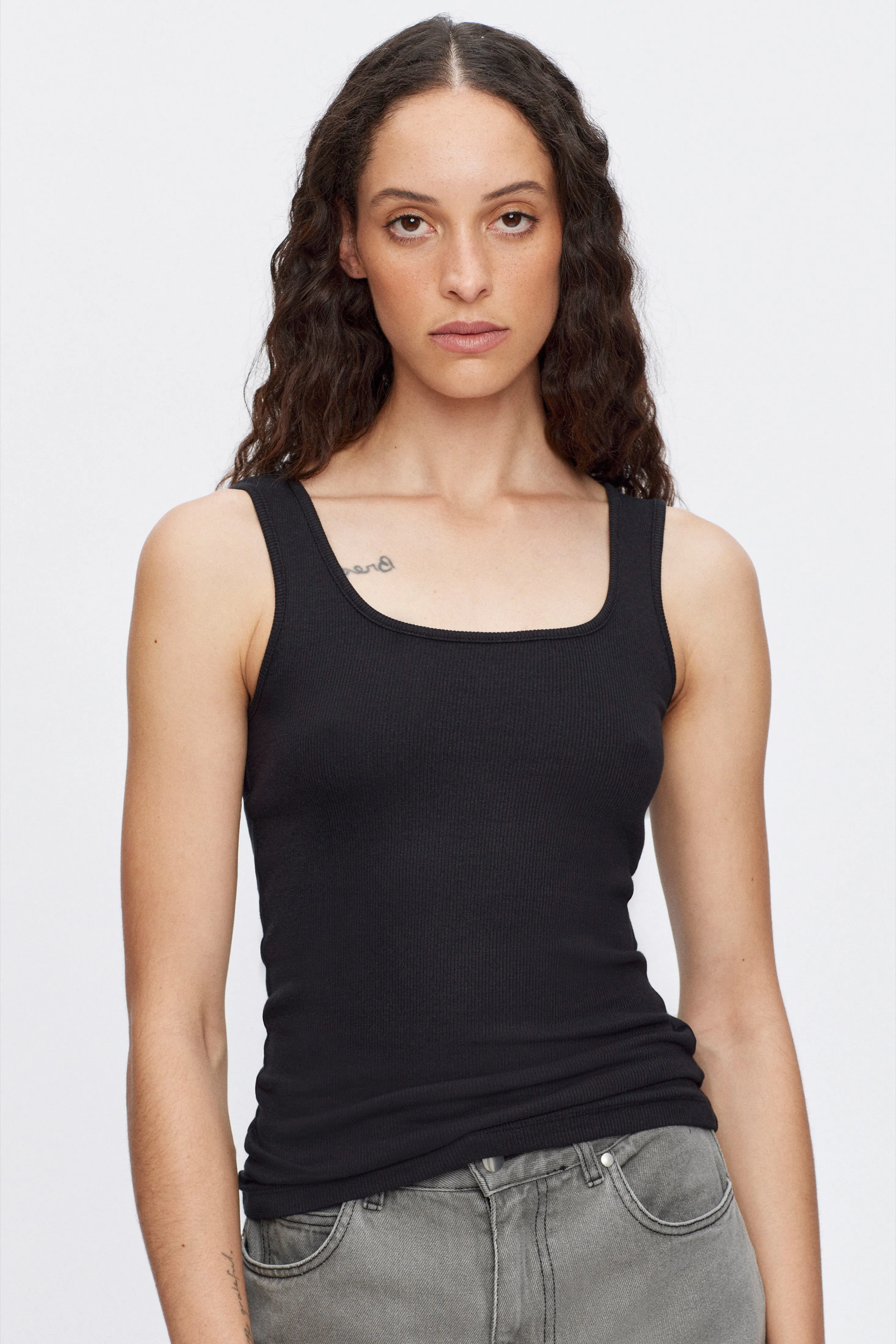 Women's Square Neck Tank in Black