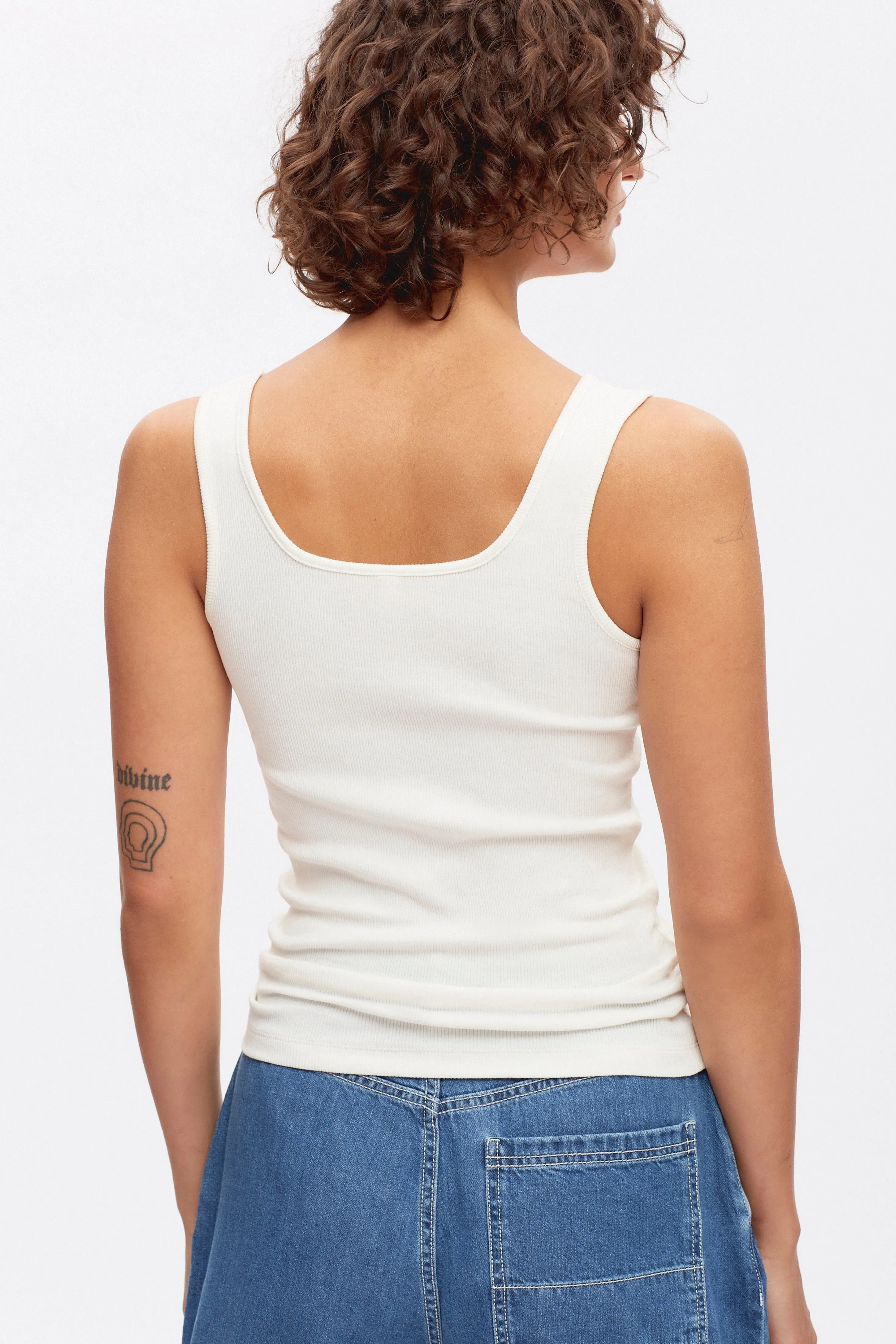 Women's Square Neck Tank in Marshmallow