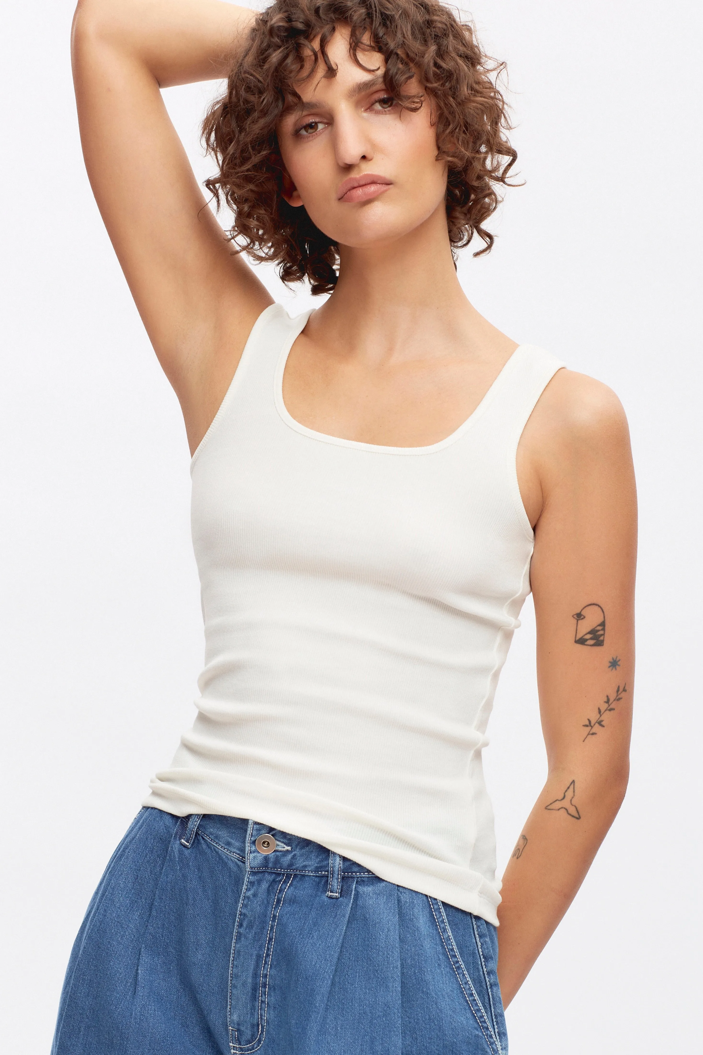 Women's Square Neck Tank in Marshmallow