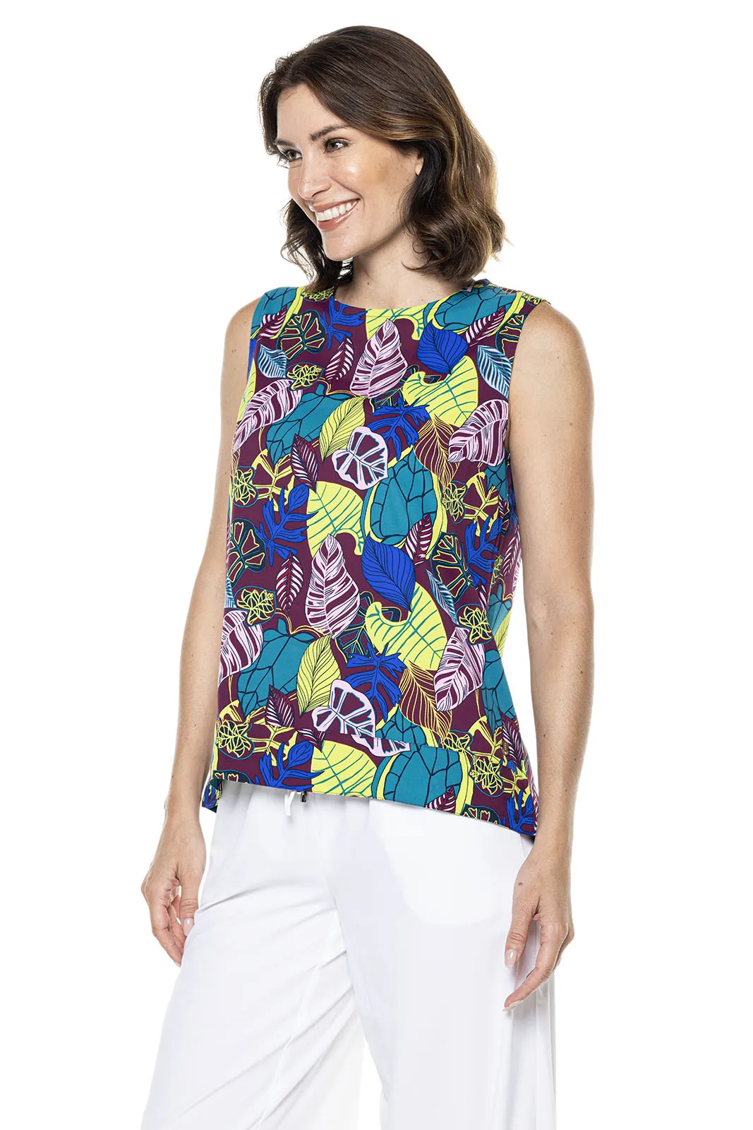 Women's St. Tropez Swing Tank Top | Rich Plum Electric Jungle