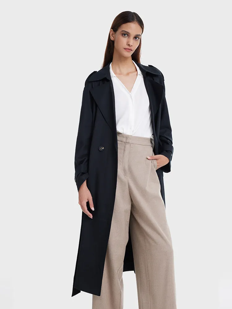 Worsted Woolen Double-Breasted Trench Coat