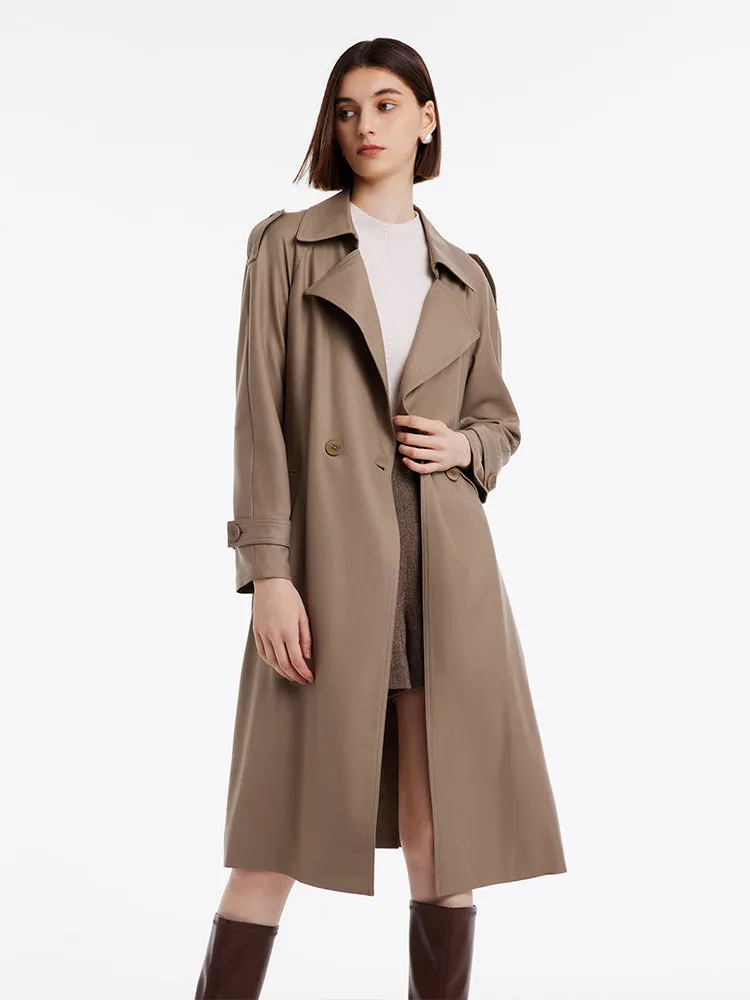 Worsted Woolen Double-Breasted Trench Coat